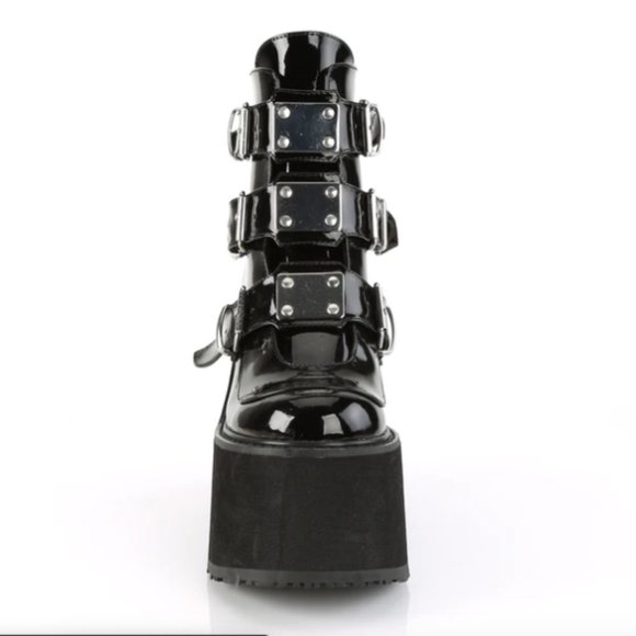 NEW Demonia - SWING 105 Dark Resistance Patent Black Platform Boots - Picture 3 of 3